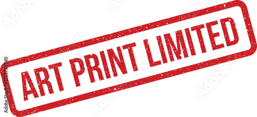 A vintage styled red rubber stamp indicating a specific art print is part of a limited edition run