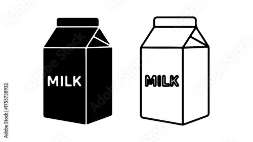 Milk carton icons with transparent background