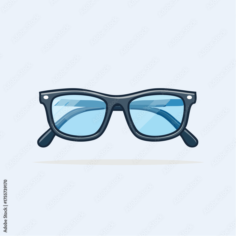 Fototapeta premium Illustration of eyeglasses with blue lenses on a light background