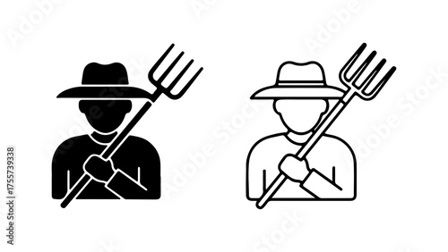 Farmer with pitchfork with transparent background