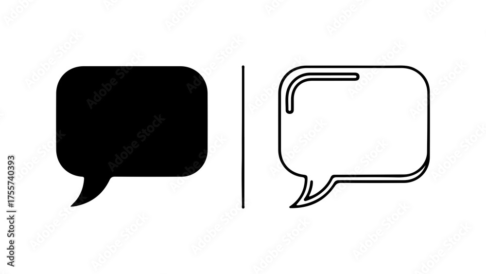 Naklejka premium Speech bubbles outline and solid with transparent background