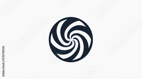 Dark swirling pattern against white background creates optical illusion