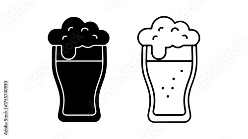 Beer glasses with foam with transparent background