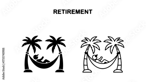 Retirement scene with hammock and palm trees