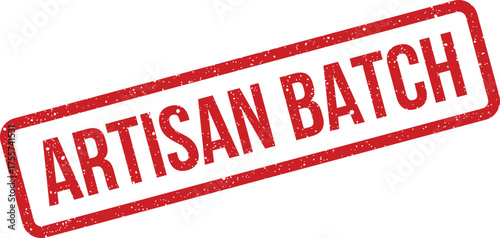 Distressed rubber stamp design featuring Artisan Batch text, perfect for authentic product branding and small businesses