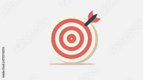 A red and cream concentric circle target with a dart hitting the bullseye