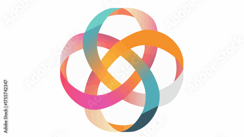 Abstract interwoven ribbons form a colorful, geometric knot