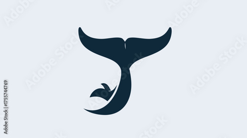 Dark silhouette of a whale's tail and a smaller aquatic creature