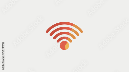Stylized signal waves and pie chart in warm orange and red tones