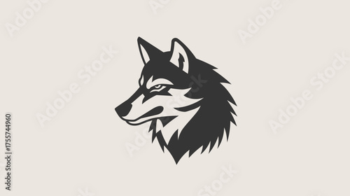Stylized profile of a fierce wolf head in solid black