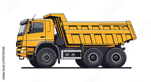 Bright Yellow Dump Truck Illustration Perfect for Construction, Transport, and Heavy Industry Projects