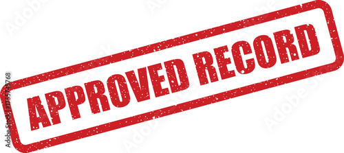 Red grunge rubber stamp displaying Approved Record text for official document validation