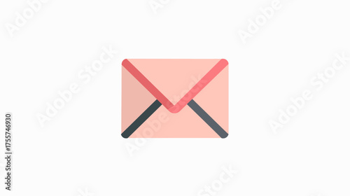 Flat icon of a closed pink envelope with red and dark gray accents