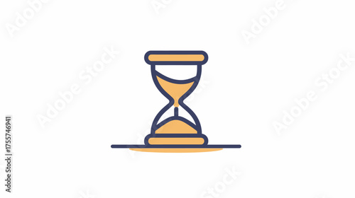 A simplified illustration of an hourglass with sand flowing downwards on a minimalist background