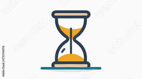 A simple illustration of an hourglass with golden sand flowing