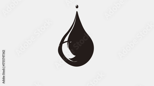 A dark, abstract droplet with a smaller drop forming above