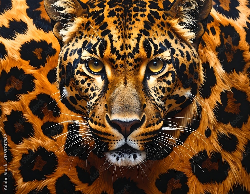 Obraz premium Close-up portrait of a jaguar with golden eyes and spotted coat