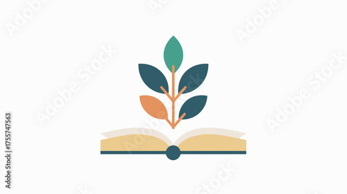 Open book with plant growth sprouting from pages