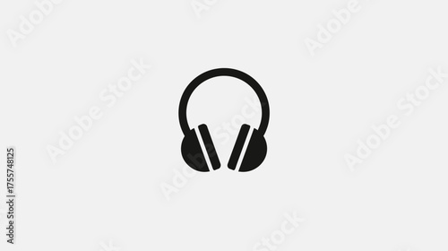 A minimalist black outline of headphones is centered on a light gray background
