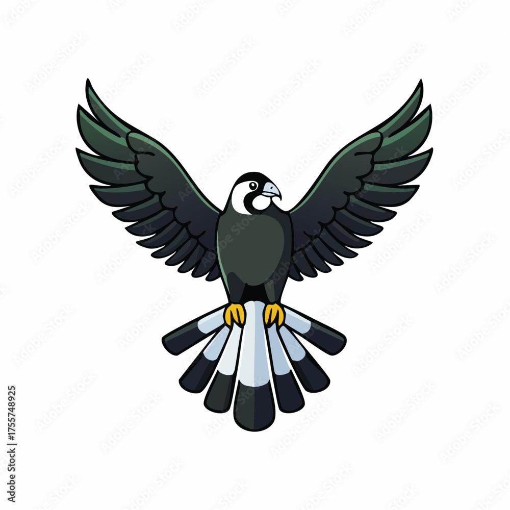 Obraz premium Illustration of a bird with outstretched wings isolated on white background