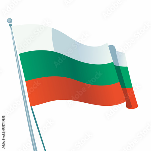 Illustration of a waving bulgarian flag against a white background