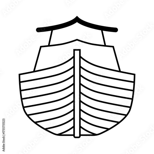 Noah's Ark Badge. A ship that saves animals and people from the Flood. Biblical history. Christian and Jewish history. EPS10 Vector illustration