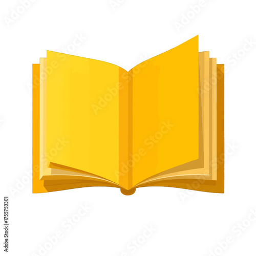Open Book with Yellow Pages on White Background Learning and Education Concept