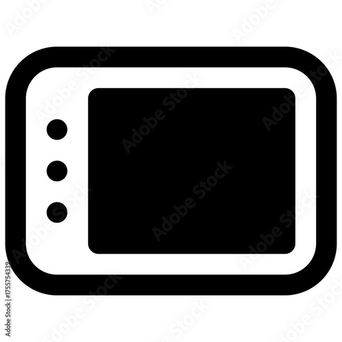 Graphic tablet. Outlined stroke vector icon with black-filled details.