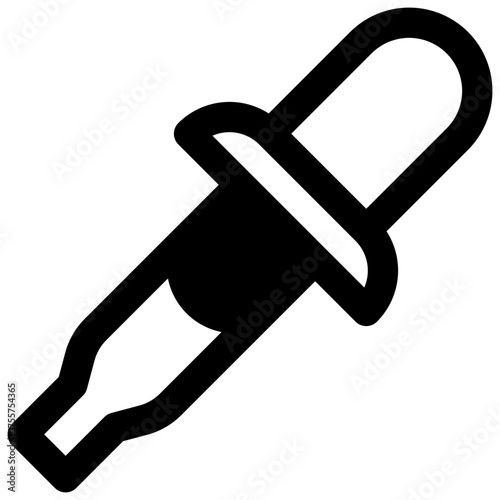 Eyedropper. Outlined stroke vector icon with black-filled details.