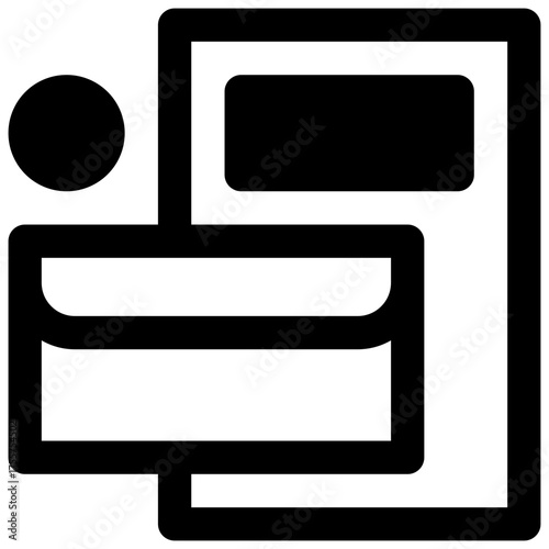 Visual identity. Outlined stroke vector icon with black-filled details.