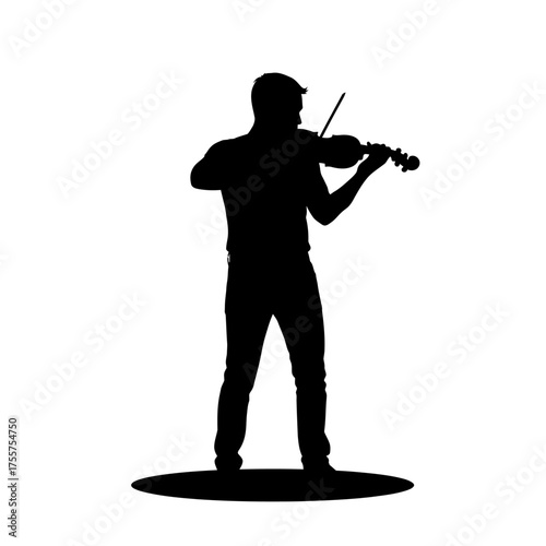 Dynamic male violinist silhouette passionately playing classical music, capturing timeless elegance and artistic performance for your next project.