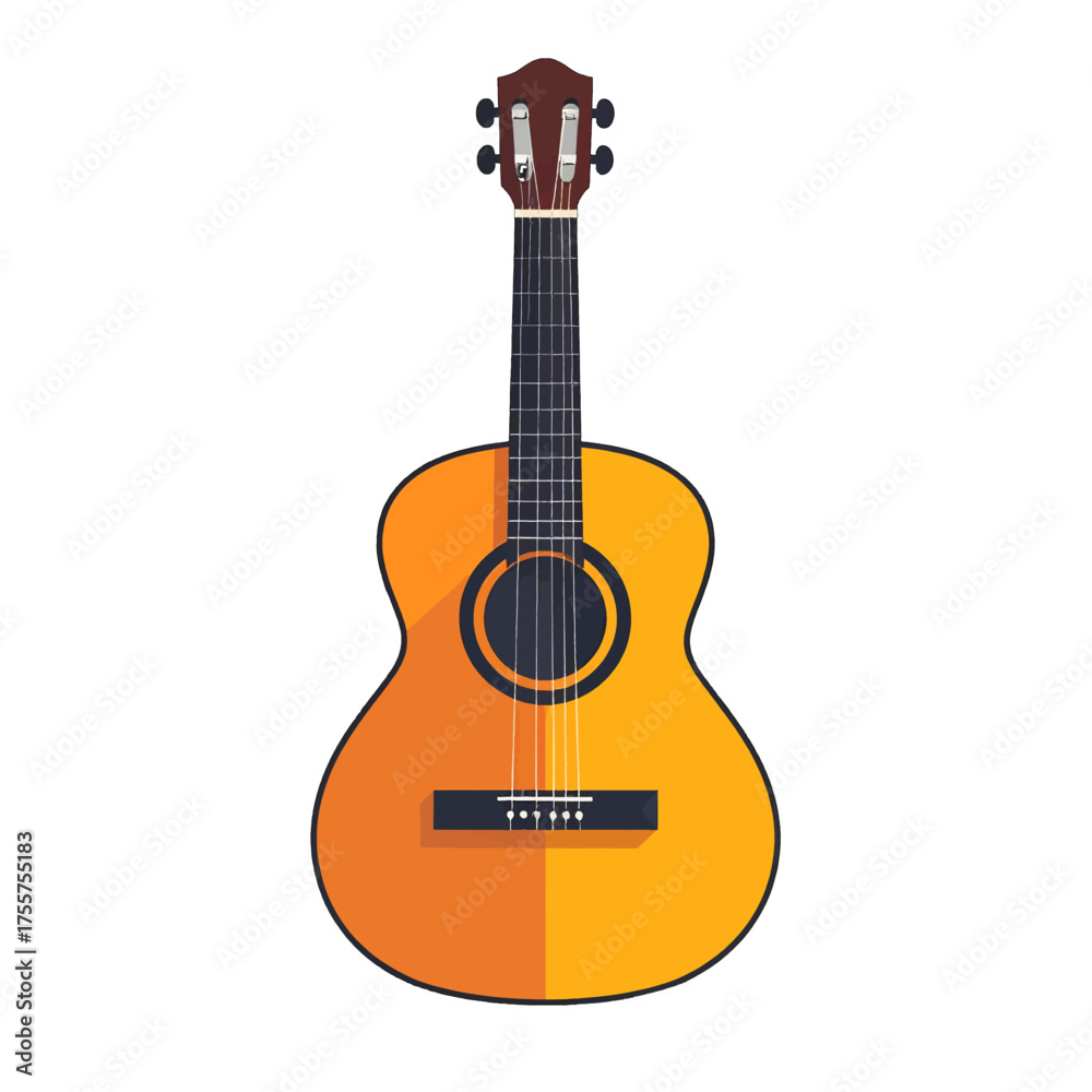 Obraz premium Isolated Acoustic Guitar Pixel Art Style on White Background Retro Musical Instrument Design for Graphic