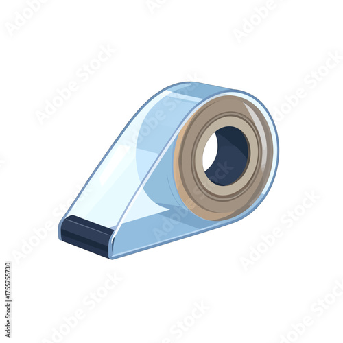 Isometric Tape Dispenser with Tan Tape and Blue Tint on White Background