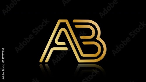 Stylized lowercase A and B with reflections, connected by a single line. Idea for a logo, emblem, or creative design