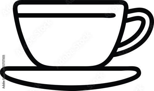 Simple Line Art Coffee Cup and Saucer Icon drink beverage