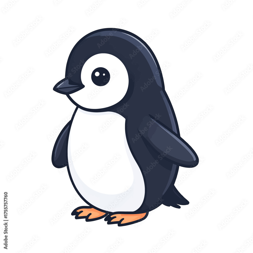 Obraz premium Adorable Pixel Art Penguin Illustration on White Background Digital Art With Smooth Shading and Simplistic Design Rendered in Clean Style With Cute Features