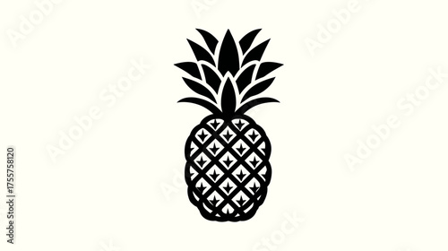 A black, stylized pineapple silhouette against a cream background