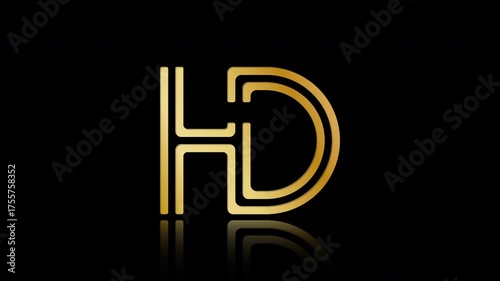 Stylized lowercase H and D with reflections, connected by a single line. Idea for a logo, emblem, or creative design