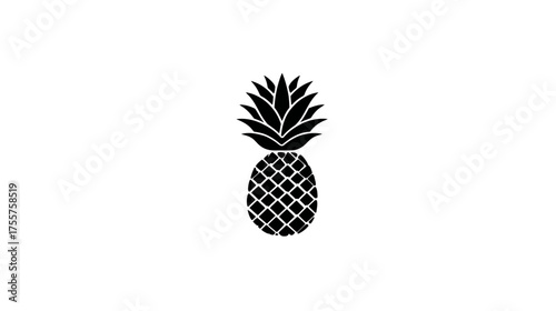 Black pineapple silhouette with textured details on white background