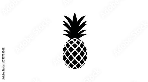 A stylized black silhouette of a pineapple with leafy crown on white