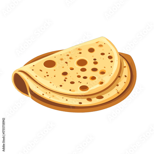 Pile of Golden Pancakes with Brown Specks Isolated on White Background Pixel Art Style Delicious Flapjack Stack Breakfast Pastry Pixelated Vector Illustration