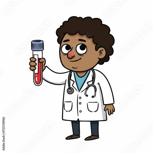 Cartoon Doctor Holding Blood Sample Healthcare Illustration