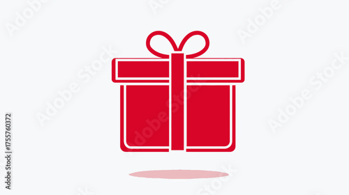 A simple red gift box icon with a white outline and a bow