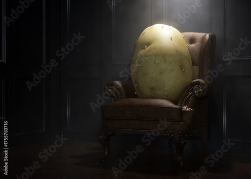 Couch Potato On Chesterfield Sofa In Room