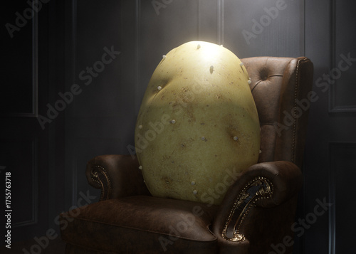 Couch Potato On Chesterfield Sofa In Room