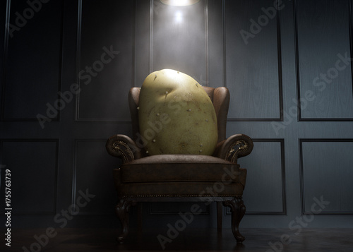 Couch Potato On Chesterfield Sofa In Room