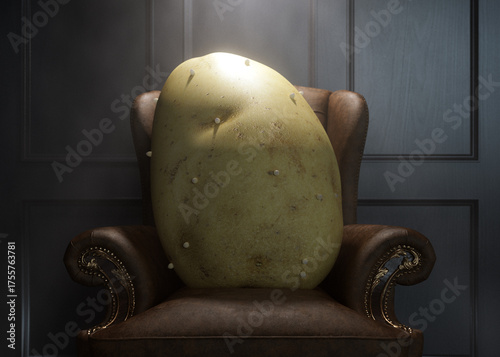 Couch Potato On Chesterfield Sofa In Room