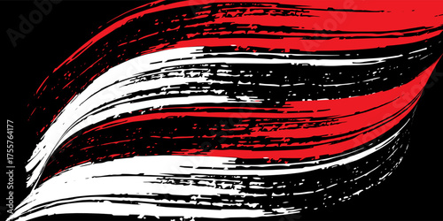 Car stickers with red and black white brush stroke pattern, abstract banner, sporty lines, red and black white color combination, brush stroke pattern, grunge design.