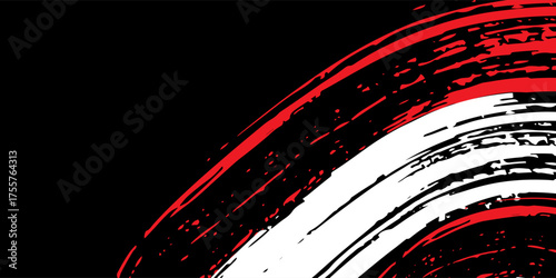 Car stickers with red and black white brush stroke pattern, abstract banner, sporty lines, red and black white color combination, brush stroke pattern, grunge design, Vector Illustration.