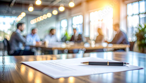 Ważne spotkanie biznesowe - podpisywanie umowy w sali konferencyjnej